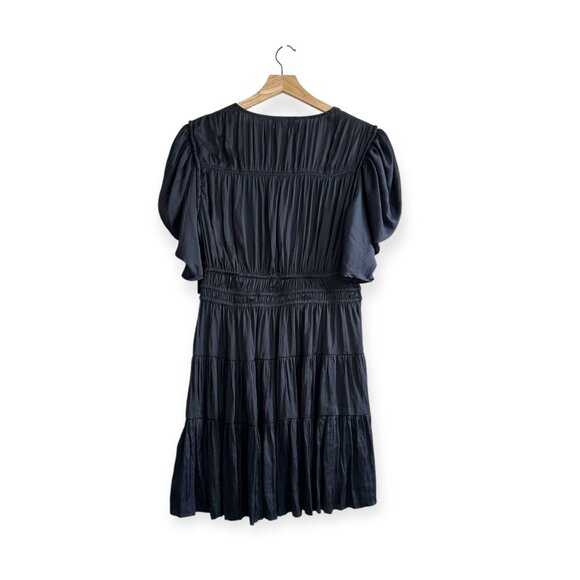 Ulla Johnson Azaria Dress Midnight Plissé Satin Mini Size 12 NWT $575 - Picture 3 of 15
